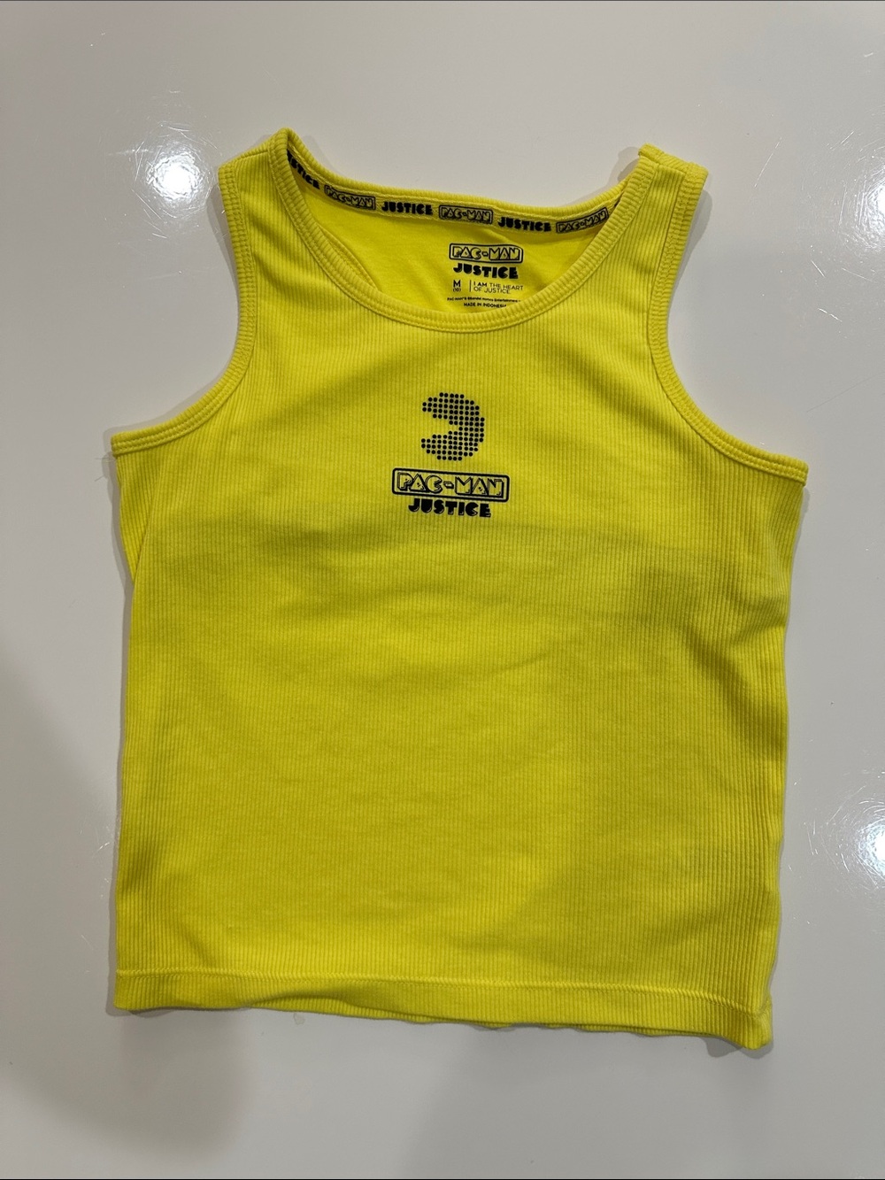 Justice Yellow Ribbed Pac-Man Tank Top for Kids